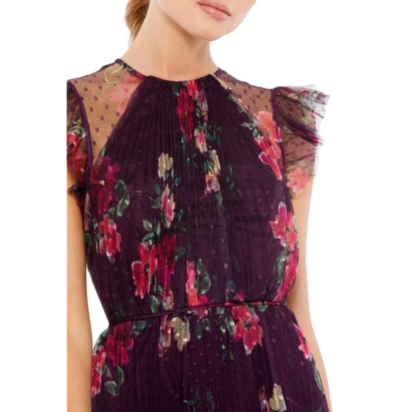 MAC DUGGAL 2143  Floral Flutter Sleeve Midi Dress NWT Size 4 - Picture 2 of 12